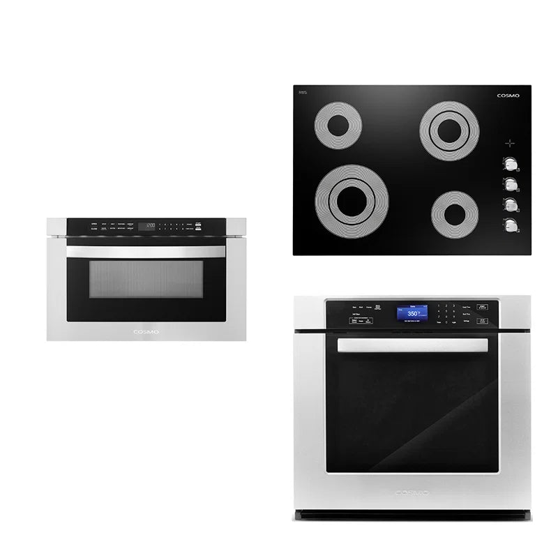 Cosmo 3PC Package, 30″ Electric Cooktop 24″ Microwave Drawer 30″ Electric Wall Oven - COS-3PKG-108