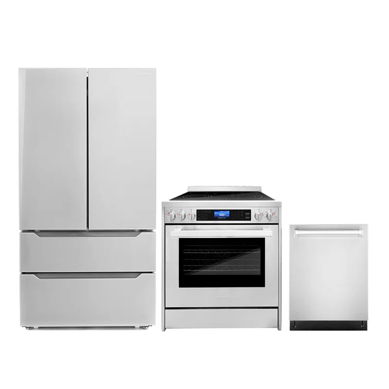 Cosmo 3-Piece, 30″ Electric Range, 24″ Dishwasher and French Door Refrigerator - COS-3PKG-001