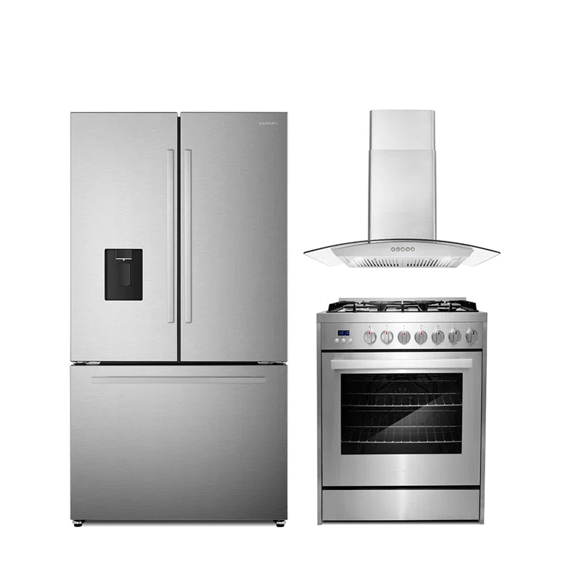 Cosmo 3-Piece, 24″ Gas Range 24″ Dishwasher & French Door Refrigerator - COS-3PKG-333