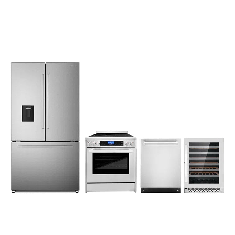 Cosmo 4PC Package 30″ Electric Range 24″ Wine Cooler 24″ Dishwasher & 36″ French Door Refrigerator - COS-4PKG-630