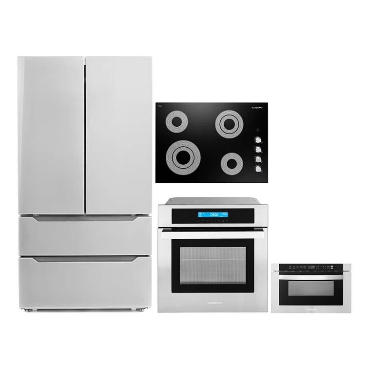 Cosmo 4PC Package 30″ Electric Cooktop 24″ Oven 24″ Microwave Drawer & Refrigerator - COS-4PKG-275