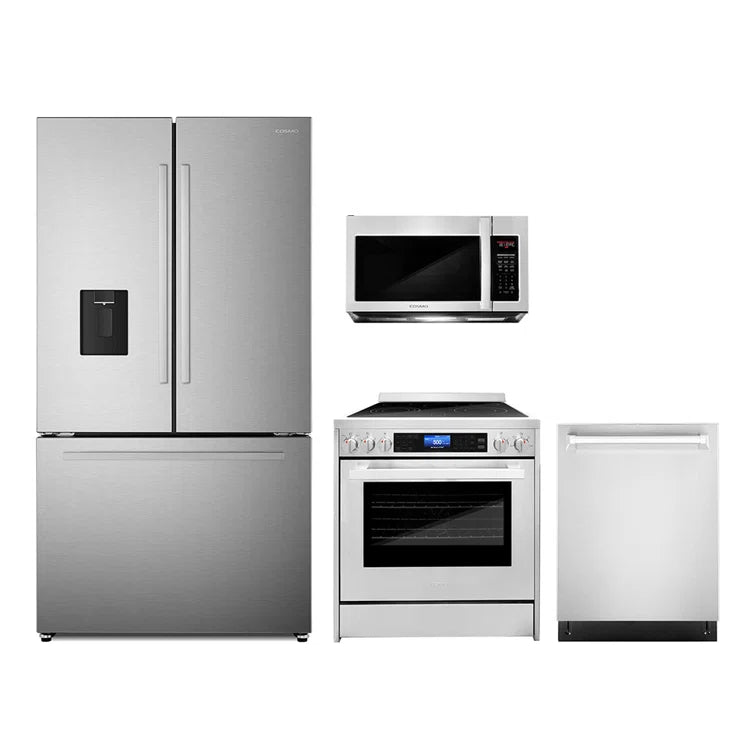 Cosmo 4PC Package 30″ Electric Range 24″ Dishwasher 36″ French Door Refrigerator & 30″ Over the Range Microwave - COS-4PKG-683