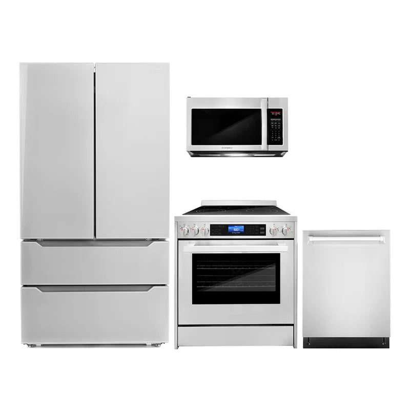 Cosmo 4-Piece, 30″ Microwave, 30″ Electric Range, Dishwasher and Refrigerator - COS-4PKG-083