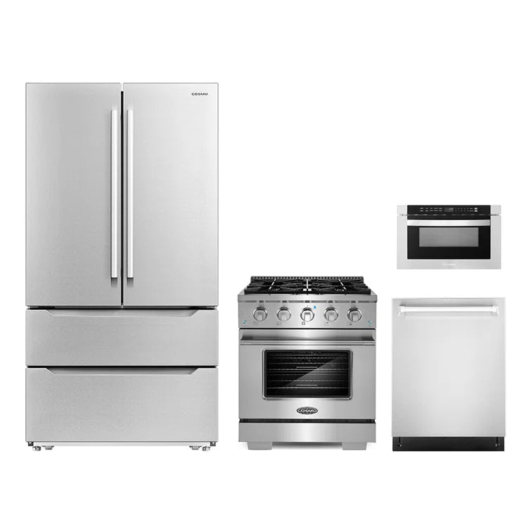 Cosmo 4 Piece Package 30″ Range, 30″ Oven, 24″ Microwave Drawer, and Refrigerator - COS-4PKG-282