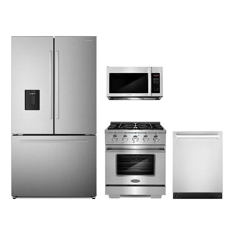 Cosmo 4PC Package 30″ Gas Range 24″ Dishwasher 36″ French Door Refrigerator & 30″ Over the Range Microwave - COS-4PKG-685