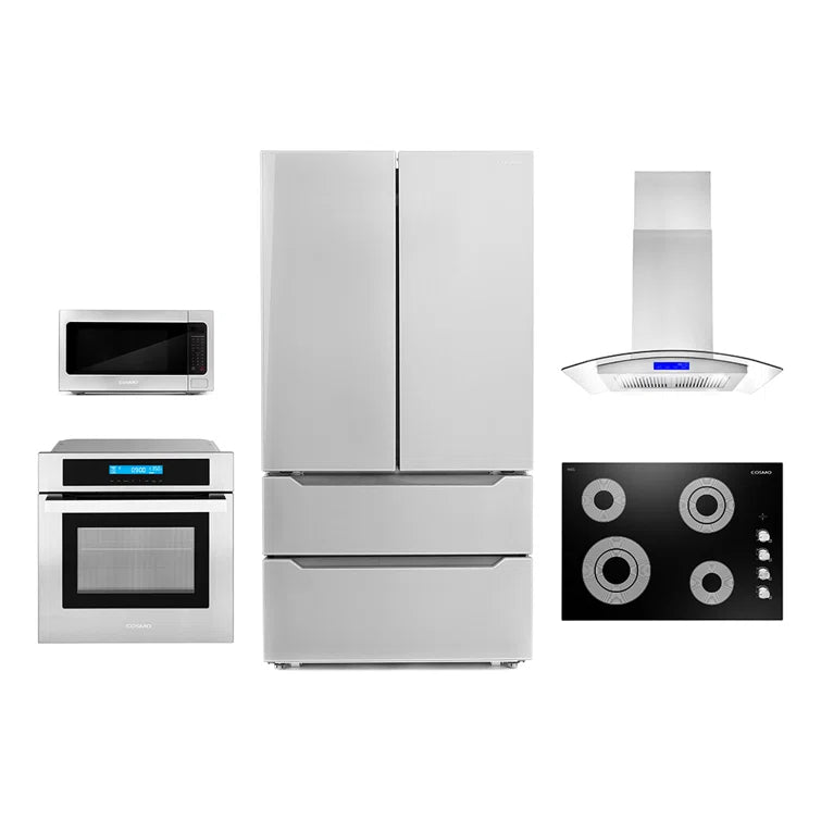 Cosmo 5 Piece, 30″ Cooktop 36″Range Hood 30″ Wall Oven 30″ Microwave & Refrigerator - COS-5PKG-116