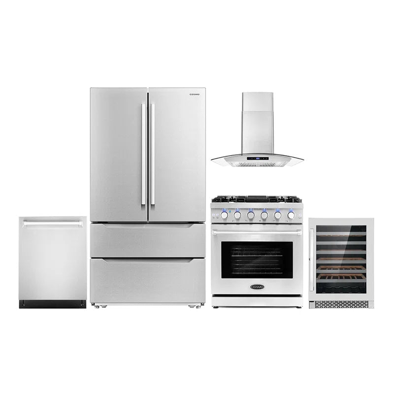 Cosmo 5PC Kitchen Package with 30″ Freestanding Gas Range 30″ Wall Mount Range Hood  - COS-5PKG-200