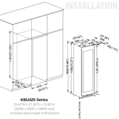 KingsBottle Large Beverage Refrigerator With Low-E Borderless Black Glass Door
