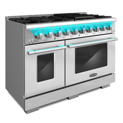 Cosmo Cosmo 48 in. Lumin Collection 6.6 cu. ft. Double Oven Dual Fuel Range with 8 Burners, Convection Oven in Stainless Steel - COS-DFRP488K