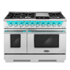 Cosmo Cosmo 48 in. Lumin Collection 6.6 cu. ft. Double Oven Dual Fuel Range with 8 Burners, Convection Oven in Stainless Steel - COS-DFRP488K