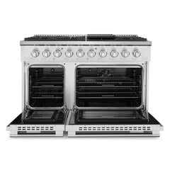 Cosmo Cosmo 48 in. Lumin Collection 6.6 cu. ft. Double Oven Dual Fuel Range with 8 Burners, Convection Oven in Stainless Steel - COS-DFRP488K