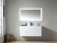 Vanity Art 48-Inch LED Lighted Wall-Hung Single-Sink Vanity with Resin Top - CVF48WL
