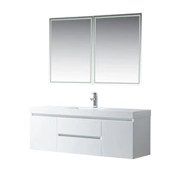 Vanity Art 60-Inch Wall-Hung Single Sink Bathroom Vanity with White Resin Top - CVF60W