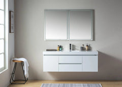 Vanity Art 60-Inch Wall-Hung Single Sink Bathroom Vanity with White Resin Top - CVF60W