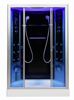 Platinum DZ903 2-Person Steam Shower - blue front glass with black rear panel