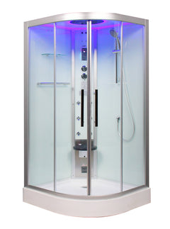 Platinum Corner Steam Shower with Sliding Glass Door, White Tempered Glass - DZ901A