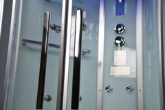 Platinum Corner Steam Shower with Sliding Glass Door, White Tempered Glass - DZ901A