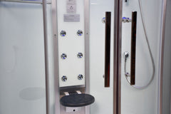 Platinum Corner Steam Shower with Sliding Glass Door, White Tempered Glass - DZ901A