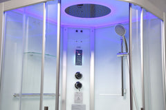 Platinum DZ901 Corner Steam Shower - clear front glass with white rear panel