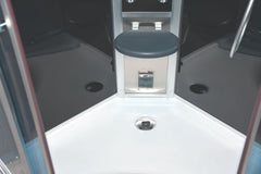 Platinum Corner Steam Shower with Sliding Glass Door, Black Tempered Glass - DZ901L