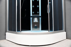 Platinum Corner Steam Shower with Sliding Glass Door, Black Tempered Glass - DZ901L