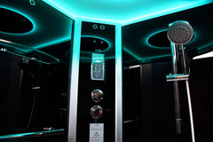 Platinum Corner Steam Shower with Sliding Glass Door, Black Tempered Glass - DZ901L