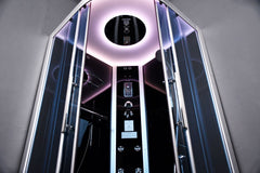 Platinum Corner Steam Shower with Sliding Glass Door, Black Tempered Glass - DZ901L