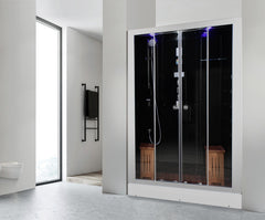 Platinum DZ972 Alcove Steam Shower, 59 in. x 35 in., black interior, sliding doors