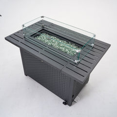 Deko Living Rectangular Outdoor Propane Gas Fire Pit Table – 50,000 BTU Outdoor Fire Pit with Lava Rock Filler & Adjustable Flame Control - COB10010