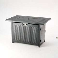 Deko Living Rectangular Outdoor Propane Gas Fire Pit Table – 50,000 BTU Outdoor Fire Pit with Lava Rock Filler & Adjustable Flame Control - COB10010