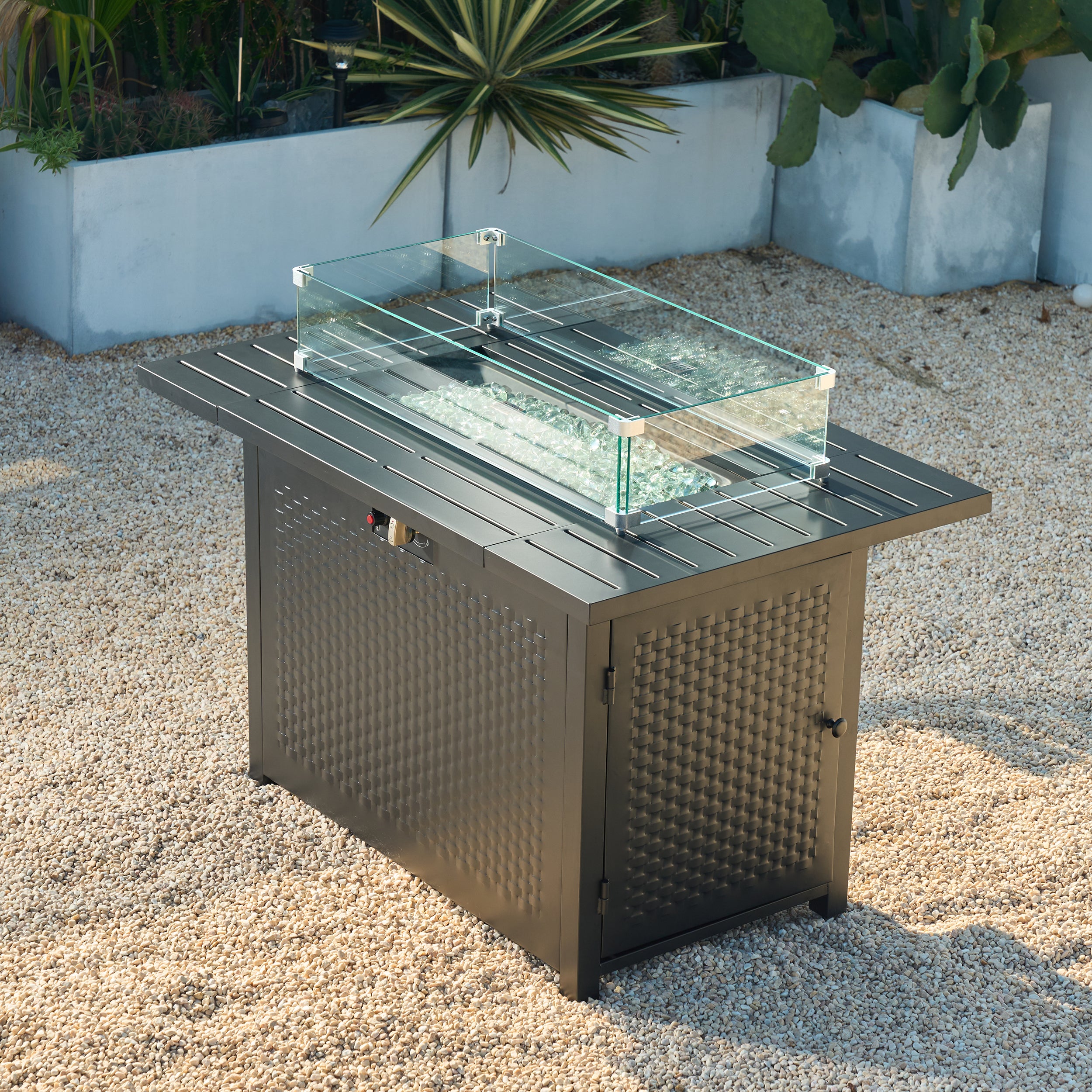 Deko Living 43" Outdoor Rectangular Propane Fire Pit Table - COB10010