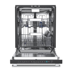 Forno Stella 24" Built-in Dishwasher, Tall Tub, Top Touch Control, Fingerprint-Resistant Dishwasher, Quiet 44 dBA, Soil-Sensing Capable, NSF & ENERGY STAR - Black - Front Opened - The Home Selection