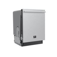 Forno Stella 24" Built-in Dishwasher, Tall Tub, Top Touch Control, Fingerprint-Resistant Stainless Steel Dishwasher, Quiet 44 dBA, Soil-Sensing Capable, NSF & ENERGY STAR - Left Angle - The Home Selection