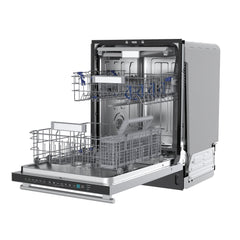 Forno Stella 24" Built-in Dishwasher, Tall Tub, Top Touch Control, Fingerprint-Resistant Stainless Steel Dishwasher, Quiet 44 dBA, Soil-Sensing Capable, NSF & ENERGY STAR - Right Angle Opened - The Home Selection