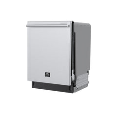 Forno Stella 24" Built-in Dishwasher, Tall Tub, Top Touch Control, Fingerprint-Resistant Stainless Steel Dishwasher, Quiet 44 dBA, Soil-Sensing Capable, NSF & ENERGY STAR - Right Angle - The Home Selection