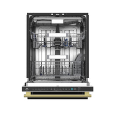 Forno Stella 24" Built-in Dishwasher, Tall Tub, Top Touch Control, Fingerprint-Resistant Dishwasher, Quiet 44 dBA, Soil-Sensing Capable, NSF & ENERGY STAR - White - Front Opened Brass - The Home Selection