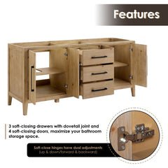 Altair Laurel Bathroom Cabinet Vanity Base in Weathered Fir without Top and Sink, No Mirror