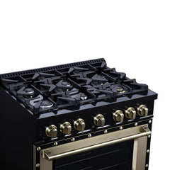 Forno Valente 36-Inch Dual Fuel Range – 6 Sealed Burners – 71,000 BTU Cooktop Output – 5.2 Cu. Ft. Convection Oven – Telescopic Racks - FFSGS6199-36CPBLK