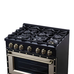 Forno Valente 36-Inch Dual Fuel Range – 6 Sealed Burners – 71,000 BTU Cooktop Output – 5.2 Cu. Ft. Convection Oven – Telescopic Racks - FFSGS6199-36CPBLK