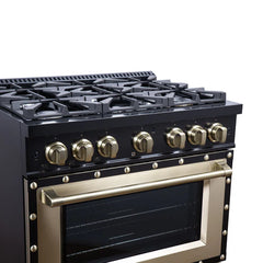 Forno Valente 36-Inch Dual Fuel Range – 6 Sealed Burners – 71,000 BTU Cooktop Output – 5.2 Cu. Ft. Convection Oven – Telescopic Racks - FFSGS6199-36CPBLK