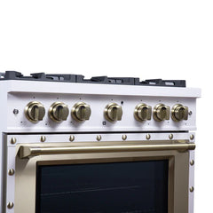 Forno Valente 36-Inch Dual Fuel Range – 6 Sealed Burners – 71,000 BTU Cooktop Output – 5.2 Cu. Ft. Convection Oven – Telescopic Racks - FFSGS6199-36CPBLK