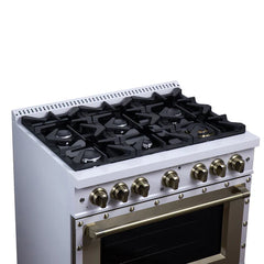 Forno Valente 36-Inch Dual Fuel Range – 6 Sealed Burners – 71,000 BTU Cooktop Output – 5.2 Cu. Ft. Convection Oven – Telescopic Racks - FFSGS6199-36CPBLK
