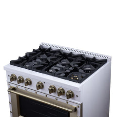Forno Valente 36-Inch Dual Fuel Range – 6 Sealed Burners – 71,000 BTU Cooktop Output – 5.2 Cu. Ft. Convection Oven – Telescopic Racks - FFSGS6199-36CPBLK
