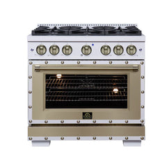 Forno Valente 36-Inch Dual Fuel Range – 6 Sealed Burners – 71,000 BTU Cooktop Output – 5.2 Cu. Ft. Convection Oven – Telescopic Racks - FFSGS6199-36CPBLK