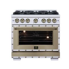 Forno Valente 36-Inch Dual Fuel Range – 6 Sealed Burners – 71,000 BTU Cooktop Output – 5.2 Cu. Ft. Convection Oven – Telescopic Racks - FFSGS6199-36CPBLK