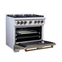 Forno Valente 36-Inch Dual Fuel Range – 6 Sealed Burners – 71,000 BTU Cooktop Output – 5.2 Cu. Ft. Convection Oven – Telescopic Racks - FFSGS6199-36CPBLK
