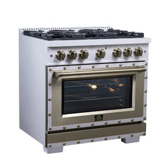 Forno Valente 36-Inch Dual Fuel Range – 6 Sealed Burners – 71,000 BTU Cooktop Output – 5.2 Cu. Ft. Convection Oven – Telescopic Racks - FFSGS6199-36CPBLK