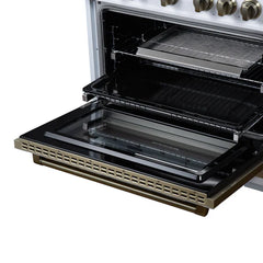 Forno Valente 36-Inch Dual Fuel Range – 6 Sealed Burners – 71,000 BTU Cooktop Output – 5.2 Cu. Ft. Convection Oven – Telescopic Racks - FFSGS6199-36CPBLK