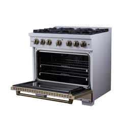Forno Valente 36-Inch Dual Fuel Range – 6 Sealed Burners – 71,000 BTU Cooktop Output – 5.2 Cu. Ft. Convection Oven – Telescopic Racks - FFSGS6199-36CPBLK