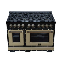 Forno Valente 48-Inch Dual Fuel Range – 8 Sealed Burners – 94,000 BTU Cooktop Output – 6.7 Cu. Ft. Double Oven – Telescopic Racks - FFSGS6199-48CP